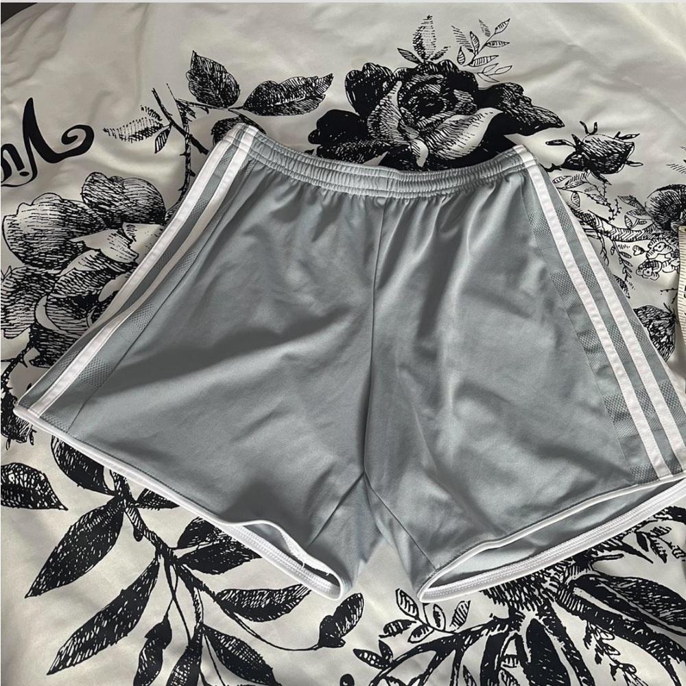 Sleek and sporty gray Adidas athletic shorts